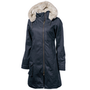 Ladies Long Coat Hemp Hoodlamb midnight blue XS - Ivory...