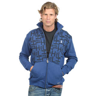 Mens Design Zip Up Sweater, blue L