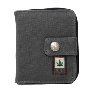 PURE Geldtasche mit Zippverschluss+Knopf, 10x2x12, grey, HF-0059