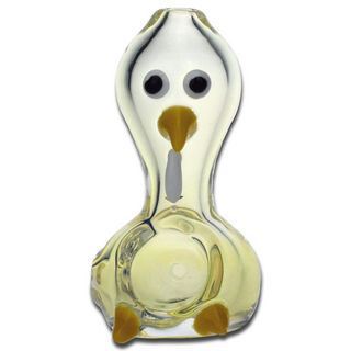 Glas-Handpfeife ?Pinguin?, 7,5cm, Kickloch, gelb