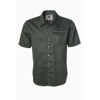 Mens Heringbone Shirt shortsleeve (Hemd) L dark green