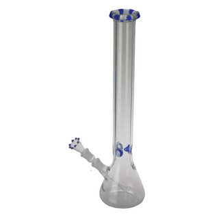 BamBamBhole Glasbong Beaker/Kolben, 7mm, 55cm, Eiskerben & Krone Blau