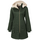 Ladies Long Coat Hemp Hoodlamb dark army green XS - Ivory Satisfur