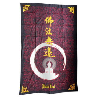 Wandtuch Batik-Style 140 x 220 cm, Black Leaf Buddha