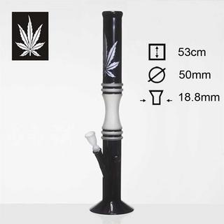Black Art Glass Bong, Leaf sandgestrahlt, dm 50mm, h...
