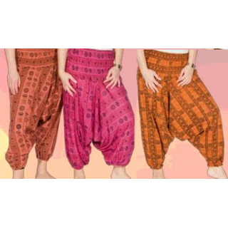 Aladin-Pants, mit Ohm-Aufdruck, breit gesmokter Bund, Baumwolle, One-Size, diverse Farben