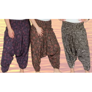 Aladin-Pants, mit Spiral-Muster, breit gesmokter Bund, Baumwolle, One-Size, diverse Farben