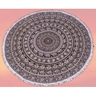 Sarong/Strandtuch RUND mit Fransen, Mandala 1, orange/weiss