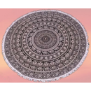 Sarong/Strandtuch RUND mit Fransen, Mandala 1, orange/weiss