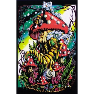 Poster Blacklight Filz  Mushroom Caterpillar (BLP-1834)