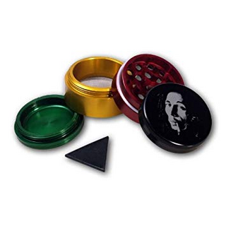 CNC-Grinder+Sieb ALU, Magnet, Bob Marley, schwarz/grn/gelb/rot, DM 56mm, h 46mm