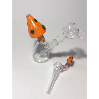 DuoGlass 2 in1 Oil-Bong Shroom, 15cm, 170g, NS 14,5, inkl. Nail & Dome