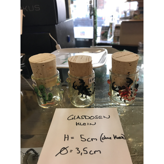 Duoglass, Glasdose mit Korkdeckel, klein, diverse Motive