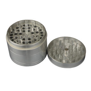 ALU-CNC-Grinder+Sieb, dm 63mm, 4-tlg, Silber, BamBamBhole