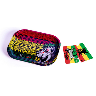 V-Syndicate-Set Rasta Lion  Grinder Card + Tray in diversen Grssem