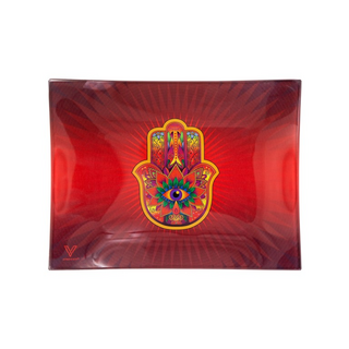 Glass Rolling Tray Hamsa Small, 16 x 12cm - V-Syndicate