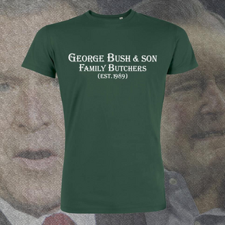THTC Mens Tee, George Bush & Son - Family Butchers Bottle Green, org. cotton M