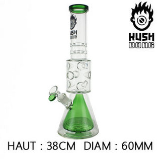 Kush Bong, Beaker Telescopium, WS 5mm, H 38cm, NS18,8, Pyramid-Diffusor integriert, grn