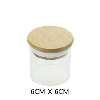 Glasdose mit Bambusdeckel, dm 6cm, h 6cm