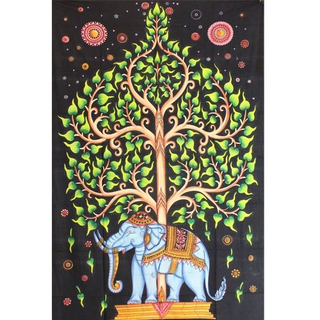 Wandtuch 140 x 220 cm, Elephant Tree, bunt