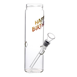 Glas-Bottle Bong, Happy Birthday , 22cm, WS 3,2mm, NS 14,5
