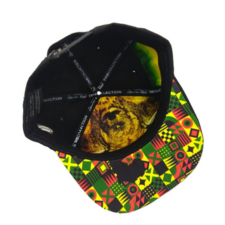 420 Flat Caps Lion heart Rasta on black, (Snapback - one Size)