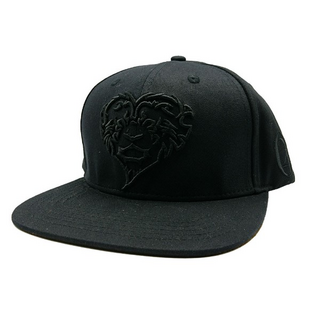 420 Flat Caps Lion heart black on black, (Snapback - one...