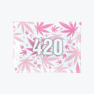 Glass Rolling Tray pink 420 Small, 16 x 12cm - V-Syndicate