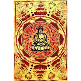 Wandtuch 140 x 220, Buddha auf Lotus Orange