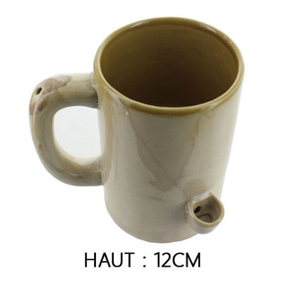 Kaffee-Becherbong, Coffee + Hit, Keramik, 12cm, braun/dunkel grn