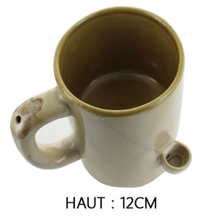 Kaffee-Becherbong, Coffee + Hit, Keramik, 12cm, braun/dunkel grn