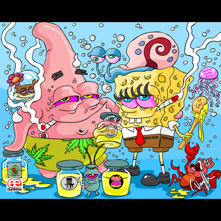 Dunkees Pat und Sponge., Leinwanddruck - 20x25cm