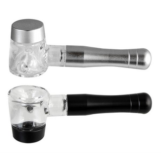 Aluminium-Glaspfeife, Hammerform, schwarz od. silber L 105mm