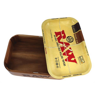 RAW Wooden Cache Box, Medium, 27,5 x 17,5  x 6,8 cm, magnetic Lid-Tray