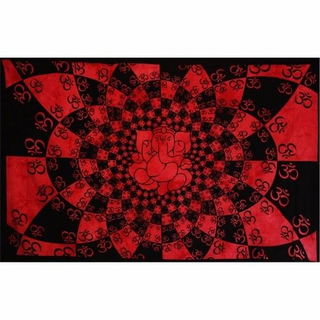 Wandtuch 140 x 220, Ganesh-Om-Vision batik, rot