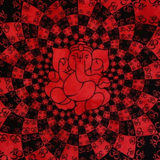 Wandtuch 140 x 220, Ganesh-Om-Vision batik, rot