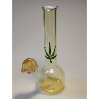 DuoGlass Bong Leaf, h 22cm, 215g,14,5mm Schiff, silber bedampft