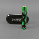 Feuerzeug Clipper METALL, green Leaves (Green Cap)