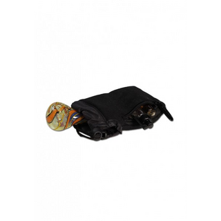 Tabaktasche kurz mit Kordelzug und seitlichem Zip-Fach, 135x95x20mm, schwarz