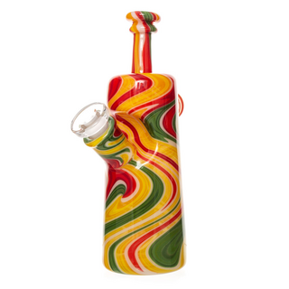 Rasta & White Bottle Dab Rig by Nishglas, h 15,5cm, dm...