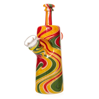 Rasta & White Bottle Dab Rig by Nishglas, h 15,5cm, dm 5,5cm, NS 14/10 female