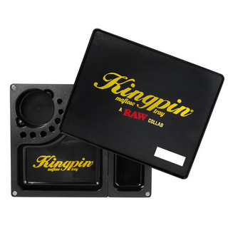 RAW Kingpin Mafioso Tray Rolling Tray, 26x21x4cm, abtrennbarer Seitenteil, Magnetdeckel