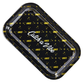 Rolling Tray Metall, VIBES Large, schwarz/gold/silber, 34x28x2,5cm