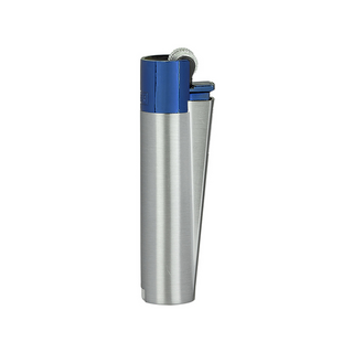 Feuerzeug Clipper METALL, Blue & Silver (Blue Cap)