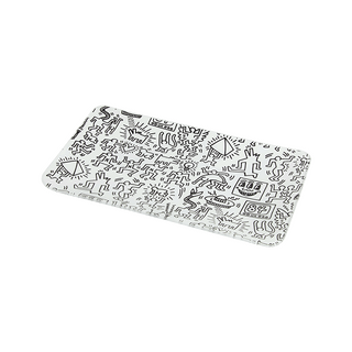 Keith Haring Rolling Tray, 30x17x2cm, 3mm dickes Glas, Black&White