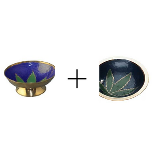 SET, Bauschalen Messing Hanfblatt grn, flach+hoch, 10cm