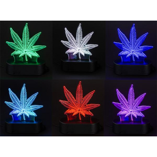 3D-Leuchte Cannabis Leaf, inkl. USB-Kabel, farbwechselnd
