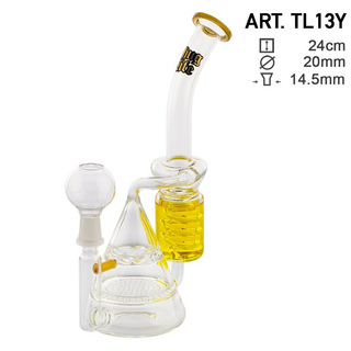 Thug Life Bubbler Bermuda Yellow, 21cm, 20mm, NS14 Male, Recycler inkl. Dome