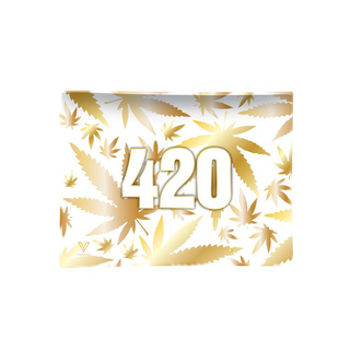 Glass Rolling Tray gold 420 Small, 16 x 12cm - V-Syndicate