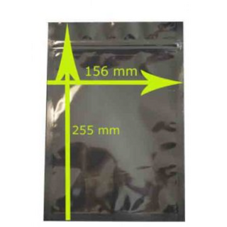 BLACK Aluminium Zip lock bag, 22,5x15,2cm